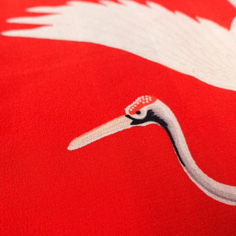 アンティーク 長襦袢 正絹 人物・動物柄 袷仕立て 身丈119cm 裄丈62cm 鶴 粋 赤・朱_画像7