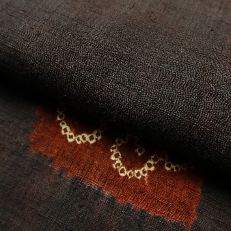 紬 紬着物 絞り 正絹 木の葉・植物柄 袷仕立て 身丈151cm 裄丈64cm リサイクル着物 着物 モダン 茶_画像21