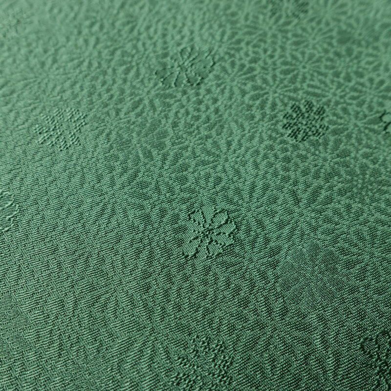 色無地 一つ紋付き 正絹 花柄 袷仕立て 身丈159.5cm 裄丈68cm リサイクル着物 着物 お茶会 シンプル 菊 緑・うぐいす色_画像8