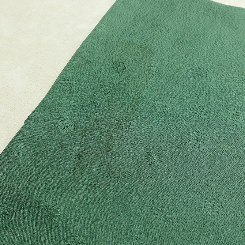 色無地 一つ紋付き 正絹 花柄 袷仕立て 身丈159.5cm 裄丈68cm リサイクル着物 着物 お茶会 シンプル 菊 緑・うぐいす色_画像14