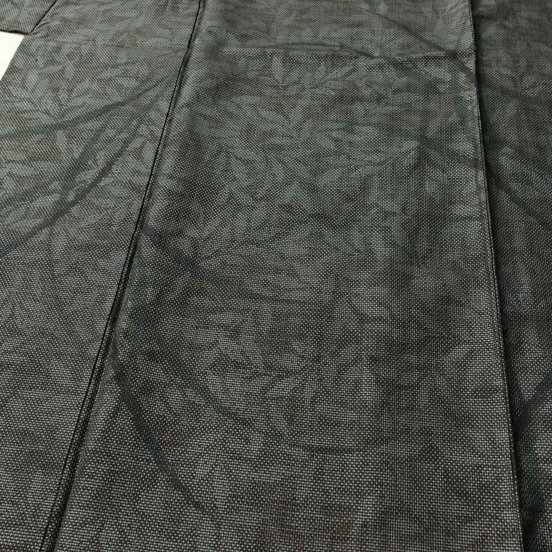 本場大島紬 大島紬 都喜ヱ門 良品 純泥染 正絹 木の葉・植物柄 袷仕立て 身丈160cm 裄丈64cm リサイクル着物 一部しつけ糸付き 着物 モダン 洒落 茶_画像5