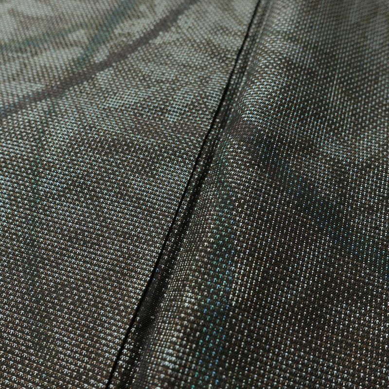 本場大島紬 大島紬 都喜ヱ門 良品 純泥染 正絹 木の葉・植物柄 袷仕立て 身丈160cm 裄丈64cm リサイクル着物 一部しつけ糸付き 着物 モダン 洒落 茶_画像8