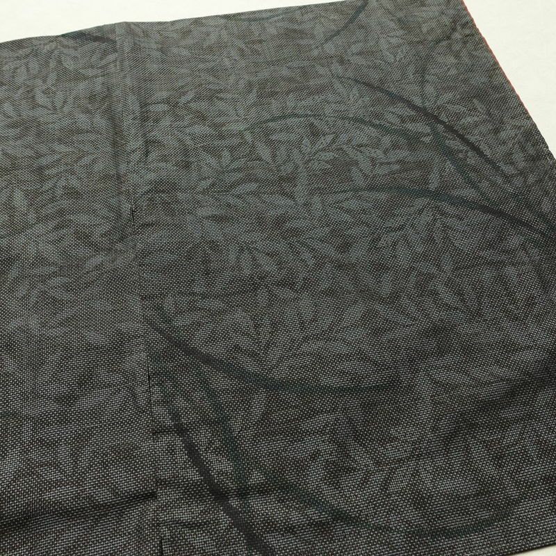 本場大島紬 大島紬 都喜ヱ門 良品 純泥染 正絹 木の葉・植物柄 袷仕立て 身丈160cm 裄丈64cm リサイクル着物 一部しつけ糸付き 着物 モダン 洒落 茶_画像12