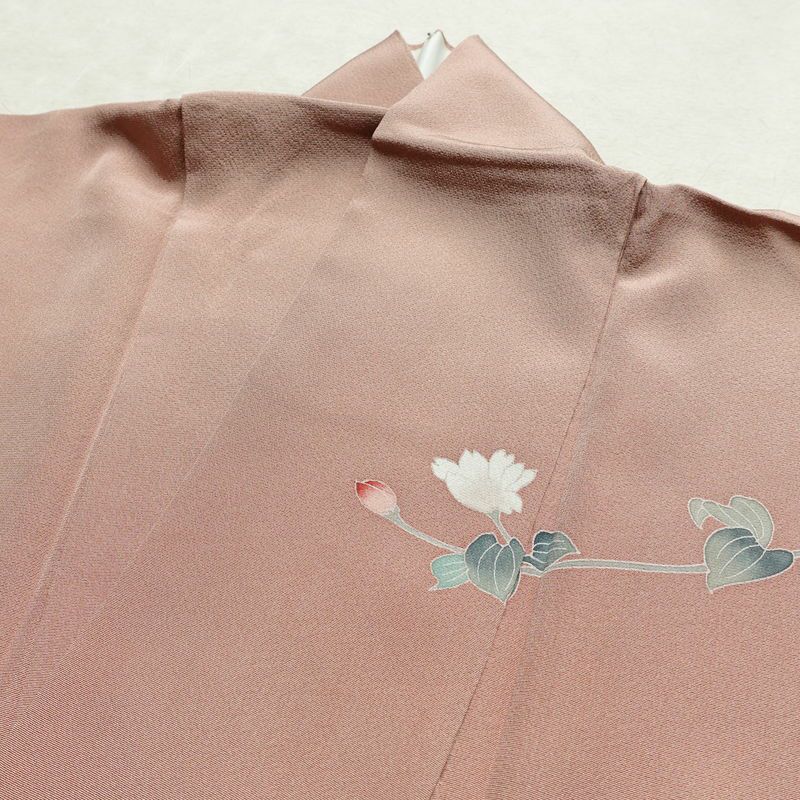 訪問着 縮緬 トールサイズ 正絹 花柄 袷仕立て 身丈170.5cm 裄丈67cm リサイクル着物 着物 作家物 共八掛 入学式 卒業式 結婚式 七五三 お宮参り フォーマル 菊 くすみピンク ピンク_画像16