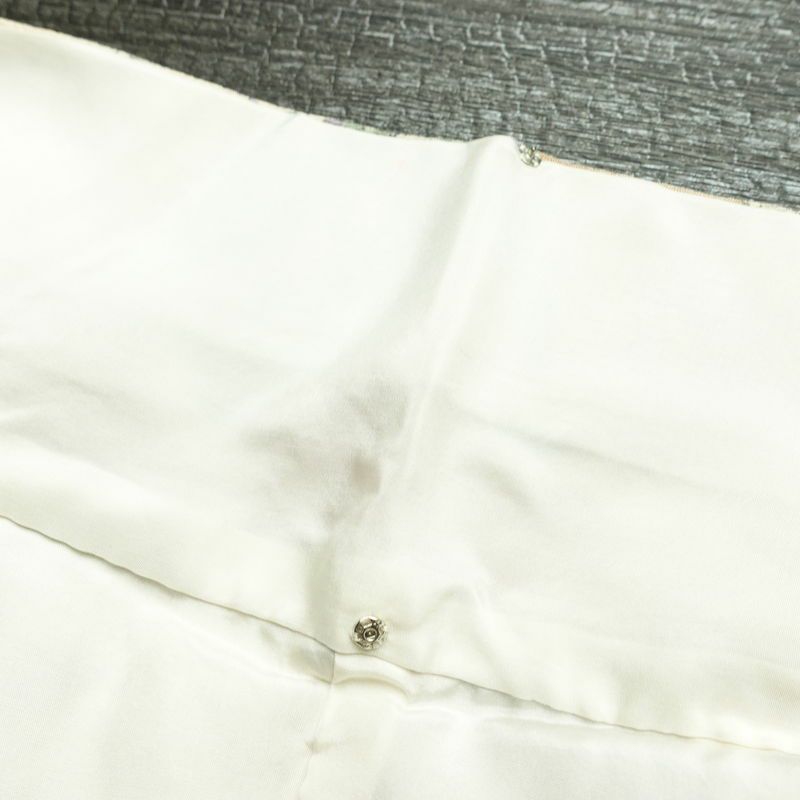 小紋 縮緬 総柄 正絹 風景柄 袷仕立て 身丈161.5cm 裄丈65cm リサイクル着物 着物 松 菊 桜 ベージュ_画像19