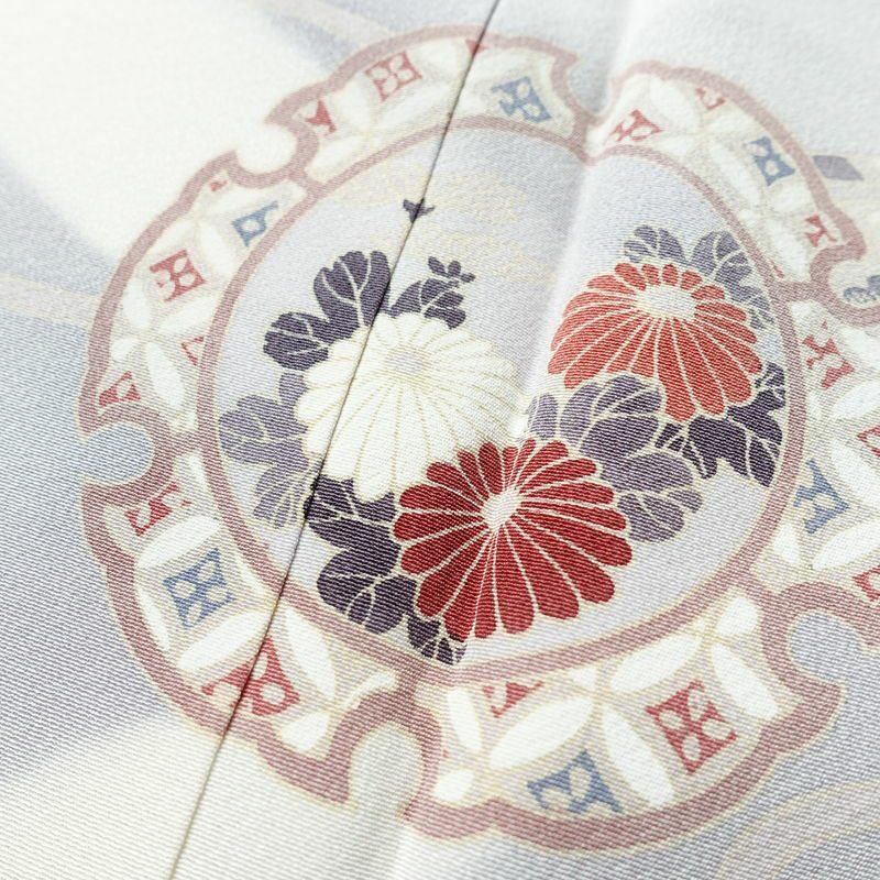 付け下げ 縮緬 正絹 古典柄 袷仕立て 身丈149cm 裄丈63cm リサイクル着物 着物 入学式 卒業式 七五三 お宮参り フォーマル シンプル 上品 グレー_画像7