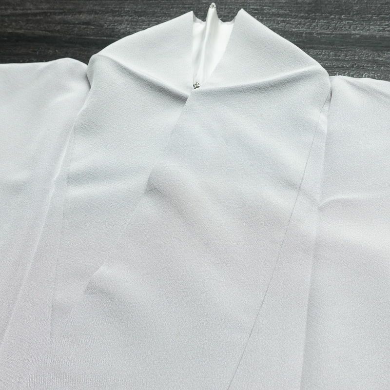 付け下げ 縮緬 正絹 古典柄 袷仕立て 身丈149cm 裄丈63cm リサイクル着物 着物 入学式 卒業式 七五三 お宮参り フォーマル シンプル 上品 グレー_画像19