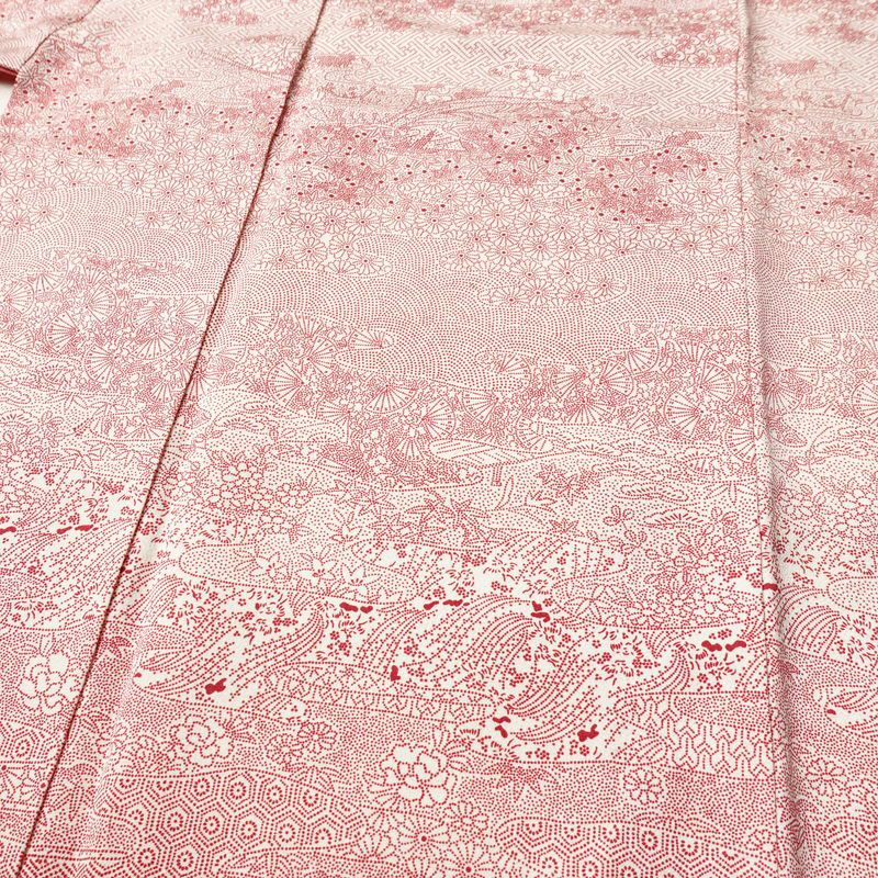 付け下げ 総柄 正絹 古典柄 袷仕立て 身丈159.5cm 裄丈62.5cm リサイクル着物 着物 ピンク_画像5