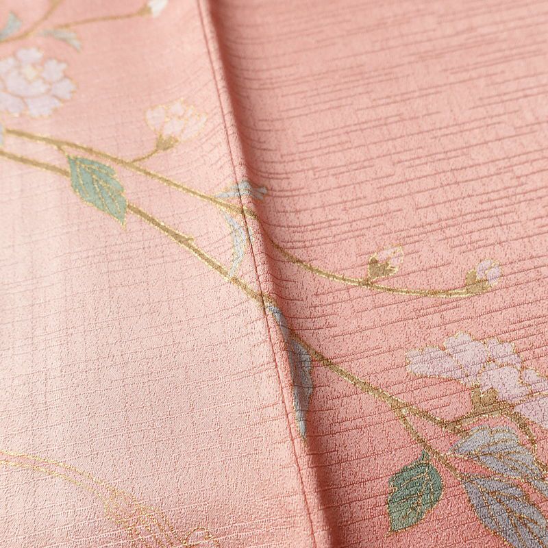 訪問着 良品 正絹 花柄 袷仕立て 身丈158.5cm 裄丈66.5cm リサイクル着物 着物 箔 金彩 入学式 結婚式 七五三 お宮参り フォーマル 華やか 四季花 ピンク_画像11