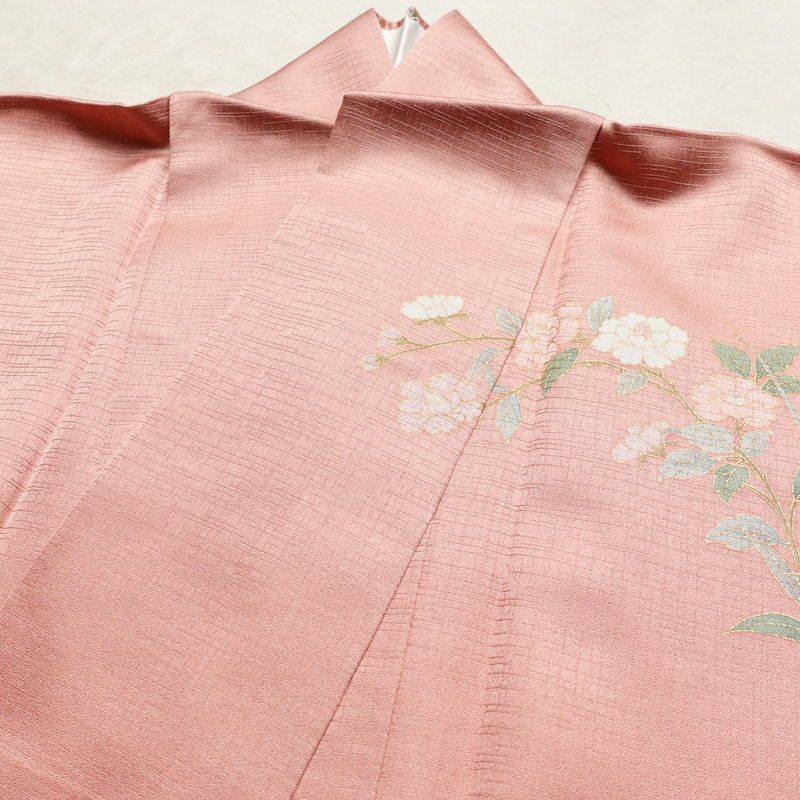 訪問着 良品 正絹 花柄 袷仕立て 身丈158.5cm 裄丈66.5cm リサイクル着物 着物 箔 金彩 入学式 結婚式 七五三 お宮参り フォーマル 華やか 四季花 ピンク_画像17