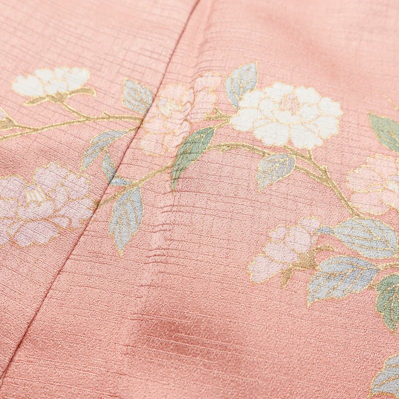 訪問着 良品 正絹 花柄 袷仕立て 身丈158.5cm 裄丈66.5cm リサイクル着物 着物 箔 金彩 入学式 結婚式 七五三 お宮参り フォーマル 華やか 四季花 ピンク_画像18