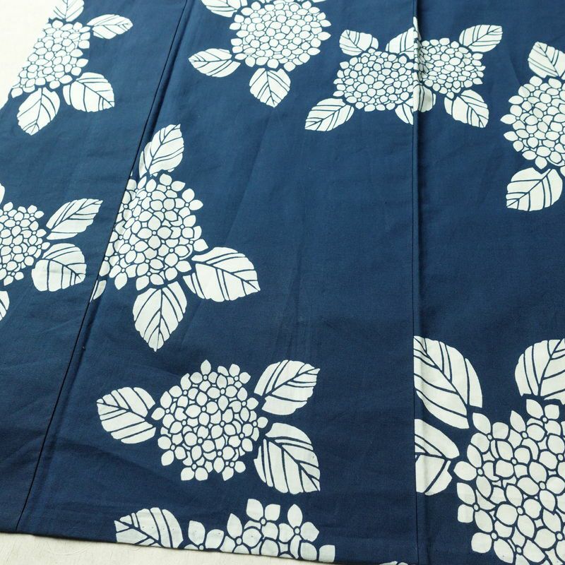 浴衣 バチ衿仕立て 紫陽花 綿 花柄 単衣仕立て 身丈146cm 裄丈64cm シンプル 夏用 青・紺_画像4