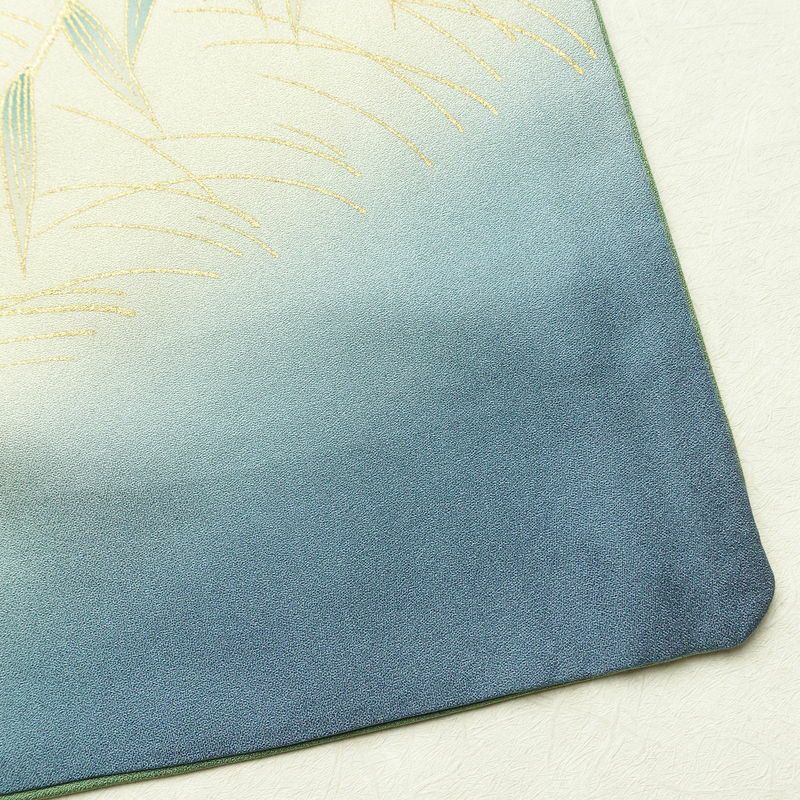 訪問着 良品 正絹 花柄 袷仕立て 身丈159.5cm 裄丈64.5cm リサイクル着物 着物 箔 金彩 入学式 卒業式 結婚式 七五三 パーティー お宮参り フォーマル 華やか 色箔 緑・うぐいす色_画像16