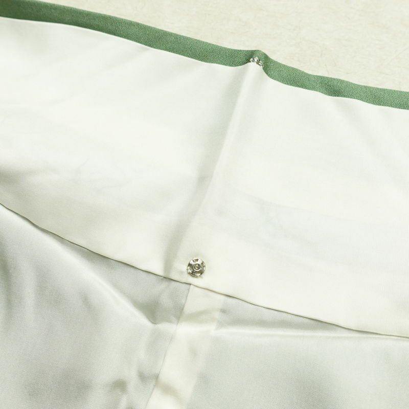 訪問着 良品 正絹 花柄 袷仕立て 身丈159.5cm 裄丈64.5cm リサイクル着物 着物 箔 金彩 入学式 卒業式 結婚式 七五三 パーティー お宮参り フォーマル 華やか 色箔 緑・うぐいす色_画像20