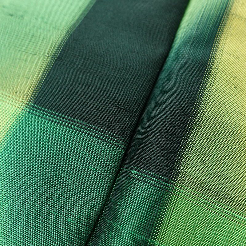 紬 正絹 チェック・格子柄 袷仕立て 身丈155cm 裄丈63cm リサイクル着物 着物 つむぎ モダン 緑・うぐいす色_画像10