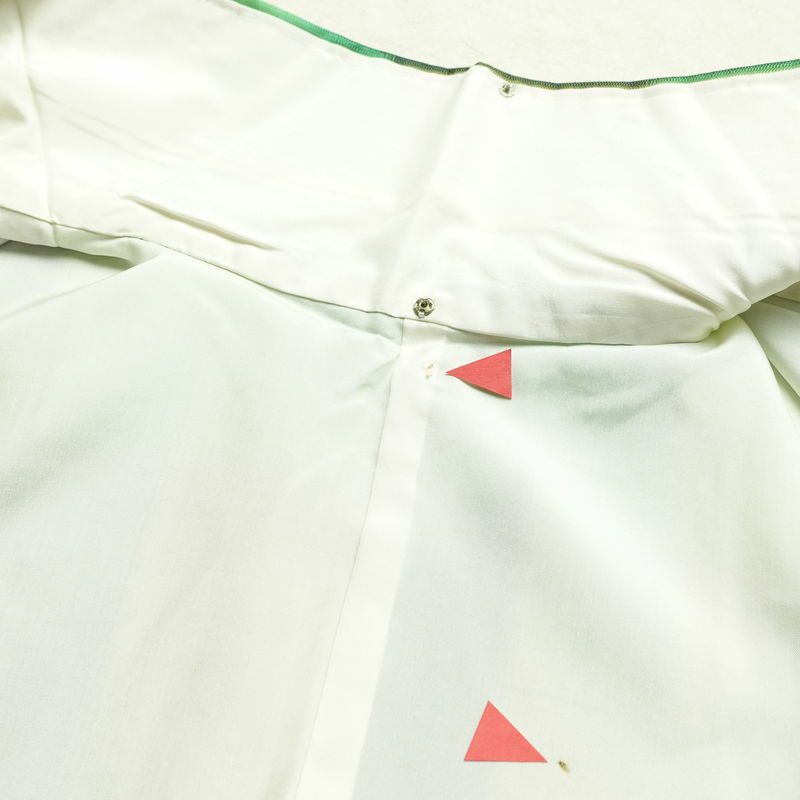 紬 正絹 チェック・格子柄 袷仕立て 身丈155cm 裄丈63cm リサイクル着物 着物 つむぎ モダン 緑・うぐいす色_画像19