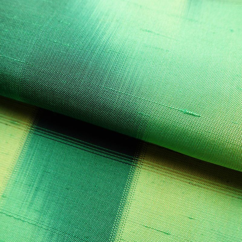 紬 正絹 チェック・格子柄 袷仕立て 身丈155cm 裄丈63cm リサイクル着物 着物 つむぎ モダン 緑・うぐいす色_画像20