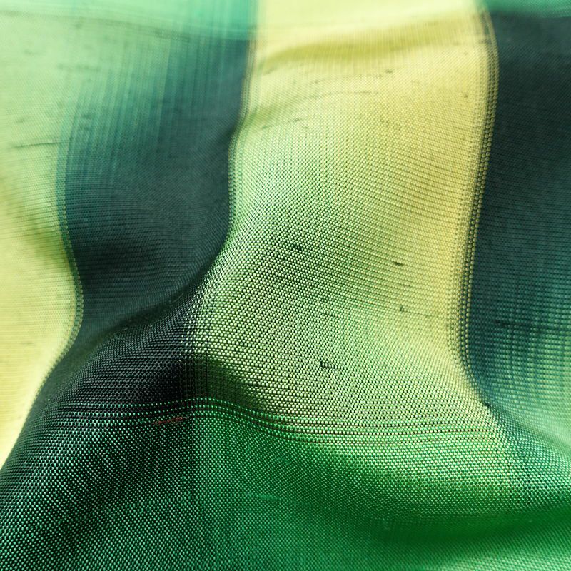 紬 正絹 チェック・格子柄 袷仕立て 身丈155cm 裄丈63cm リサイクル着物 着物 つむぎ モダン 緑・うぐいす色_画像21