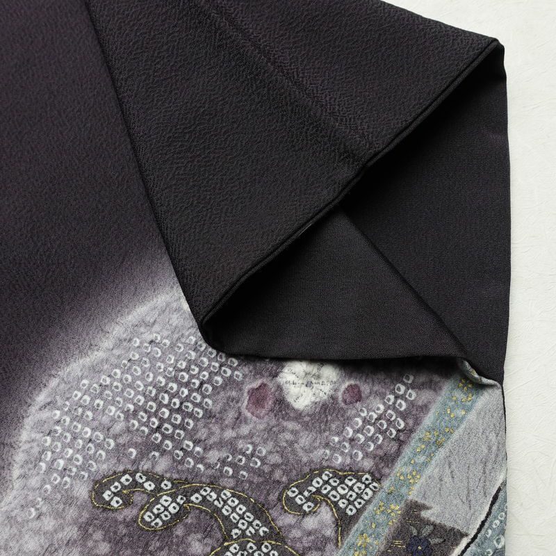 付け下げ 付下訪問着 良品 落款入り 金駒刺繍 縮緬 トールサイズ 正絹 古典柄 袷仕立て 身丈175cm 裄丈70cm リサイクル着物 着物 金彩 入学式 卒業式 七五三 パーティー フォーマル おしゃれ 紫・藤色_画像16