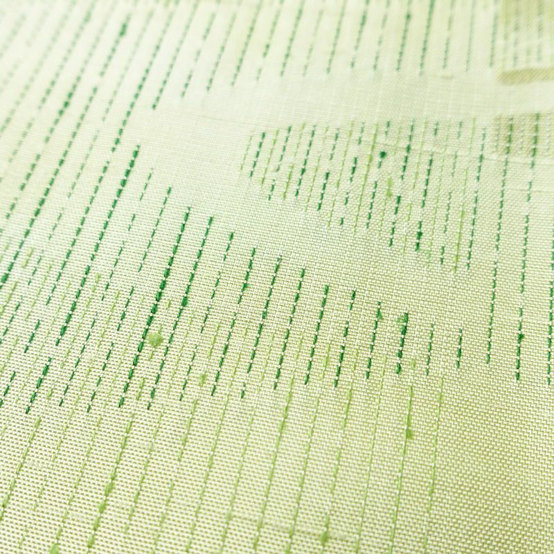 紬 良品 正絹 流水・波柄 袷仕立て 身丈162cm 裄丈64cm リサイクル着物 一部しつけ糸付き つむぎ 着物 緑・うぐいす色_画像9