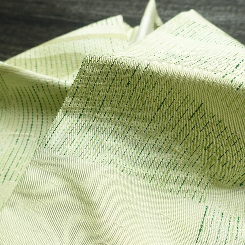 紬 良品 正絹 流水・波柄 袷仕立て 身丈162cm 裄丈64cm リサイクル着物 一部しつけ糸付き つむぎ 着物 緑・うぐいす色_画像18