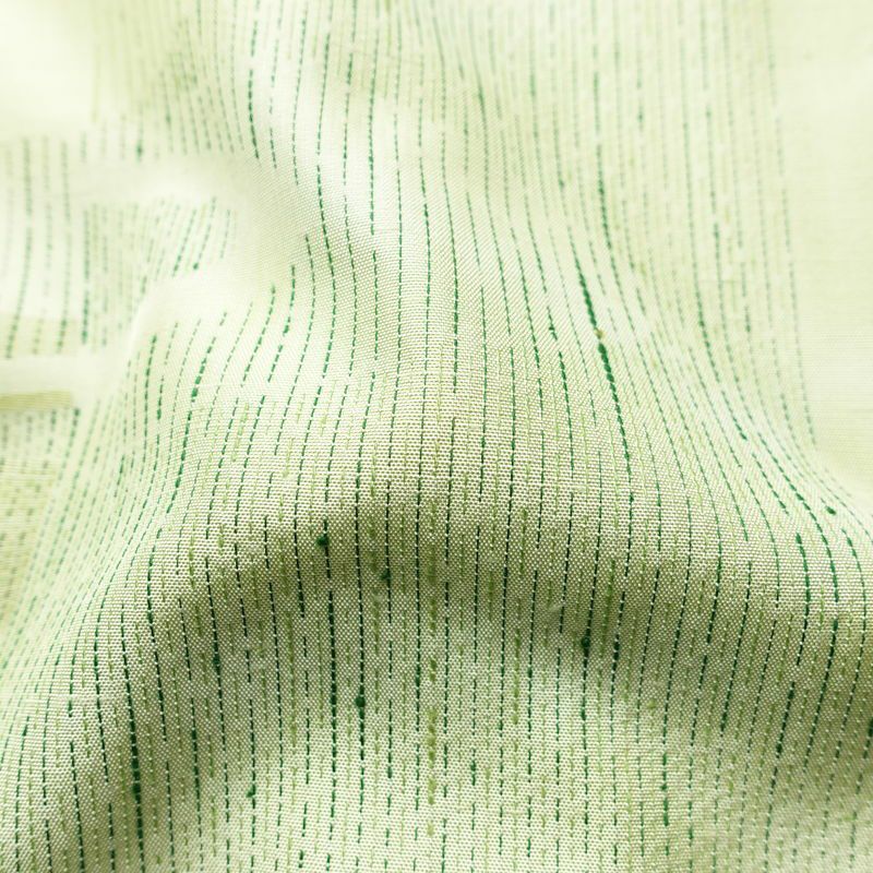 紬 良品 正絹 流水・波柄 袷仕立て 身丈162cm 裄丈64cm リサイクル着物 一部しつけ糸付き つむぎ 着物 緑・うぐいす色_画像21