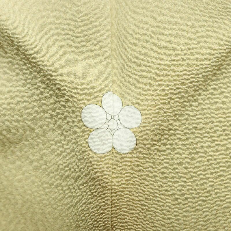 付け下げ 縮緬 一つ紋付き 正絹 風景柄 袷仕立て 身丈158.5cm 裄丈63.5cm フォーマル 着物 入学式 卒業式 シンプル 黄・黄土色_画像11