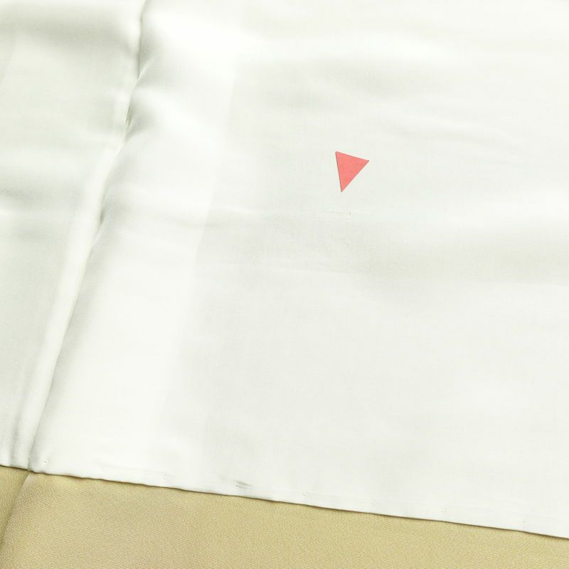 付け下げ 縮緬 一つ紋付き 正絹 風景柄 袷仕立て 身丈158.5cm 裄丈63.5cm フォーマル 着物 入学式 卒業式 シンプル 黄・黄土色_画像19