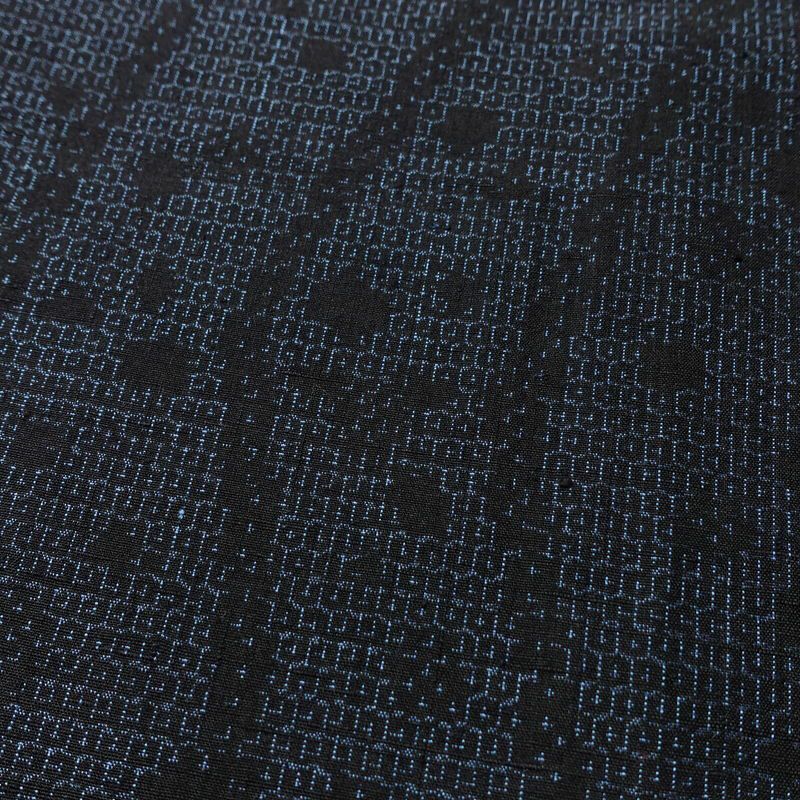 紬 美品 正絹 幾何学柄・抽象柄 袷仕立て 身丈160.5cm 裄丈65.5cm 一部しつけ糸付き 街着 カジュアル 粋 つむぎ着物 リサイクル着物 着物 青・紺_画像7