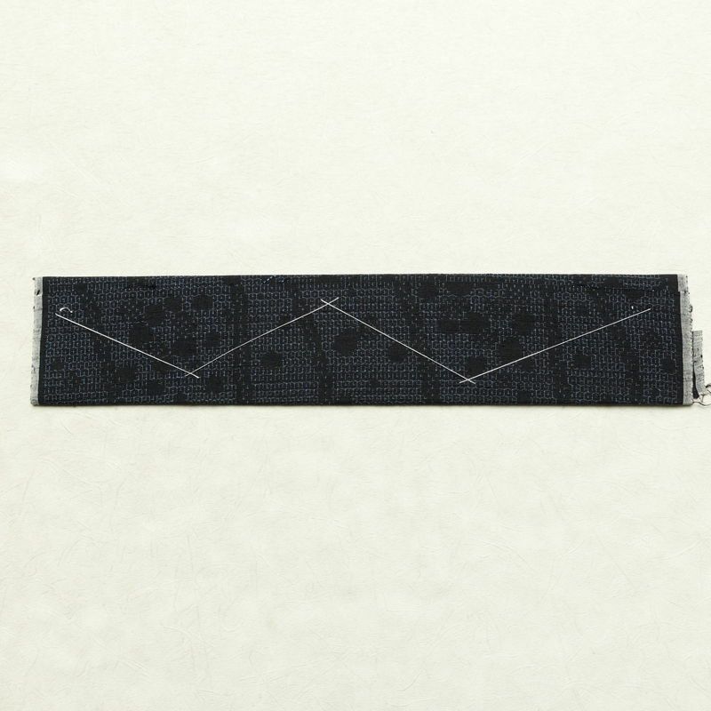 紬 美品 正絹 幾何学柄・抽象柄 袷仕立て 身丈160.5cm 裄丈65.5cm 一部しつけ糸付き 街着 カジュアル 粋 つむぎ着物 リサイクル着物 着物 青・紺_画像21