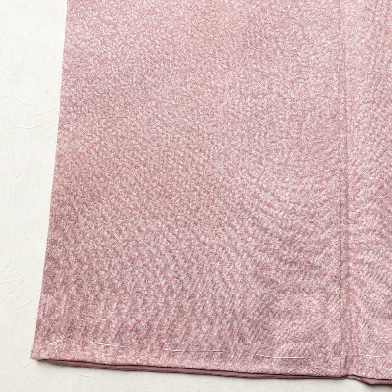 小紋 美品 総柄 正絹 木の葉・植物柄 袷仕立て 身丈160cm 裄丈62.5cm 着物 くすみピンク 普段着 街着 リサイクル着物 ぼかし ピンク_画像12