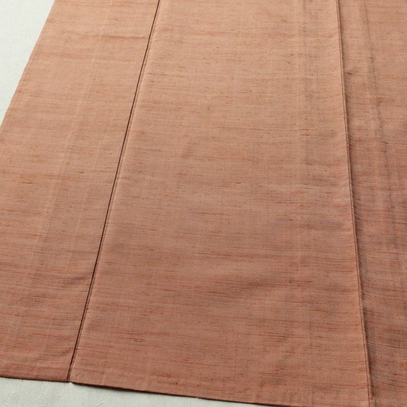 単衣 紬 良品 草木染 しつけ糸付き 正絹 無地 単衣仕立て 身丈158.5cm 裄丈64.5cm シンプル 着物 ピンクオレンジ 橙_画像4