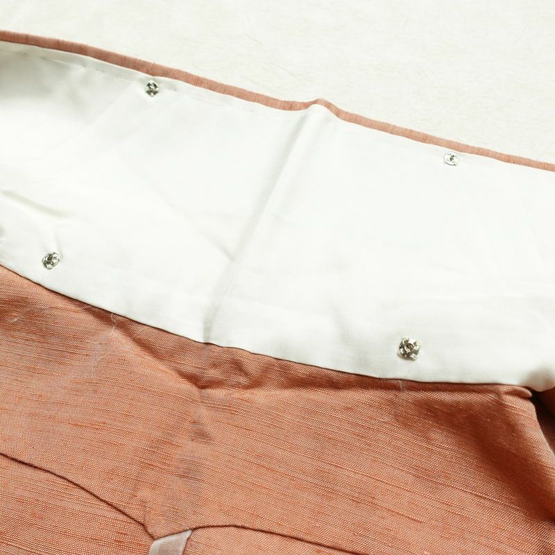 単衣 紬 良品 草木染 しつけ糸付き 正絹 無地 単衣仕立て 身丈158.5cm 裄丈64.5cm シンプル 着物 ピンクオレンジ 橙_画像18