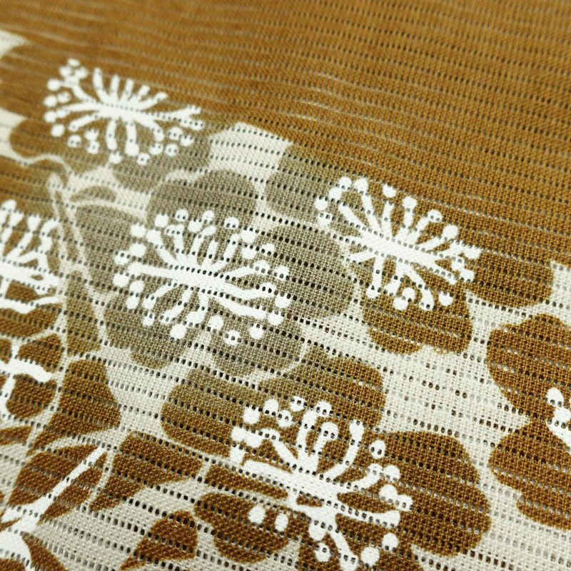 新品 浴衣 綿絽 国内染色 国内加工 女性用 絽 綿 茶 花 しつけ糸付き 未使用品 ゆかた シック モダン しっとり_画像6