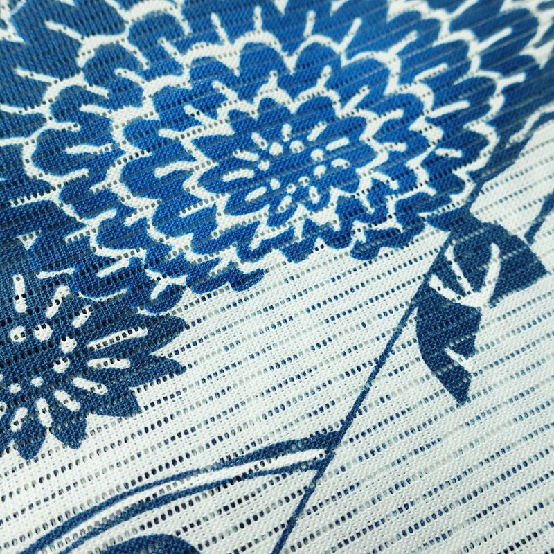 新品 浴衣 綿絽 国内染色 国内加工 女性用 絽 綿 ブルー 花 しつけ糸付き 未使用品 ゆかた レトロ シック モダン しっとり_画像4