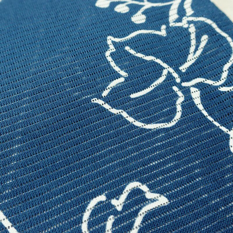 新品 浴衣 綿絽 国内染色 国内加工 女性用 絽 綿 ブルー 花 しつけ糸付き 未使用品 ゆかた レトロ シック モダン しっとり_画像6