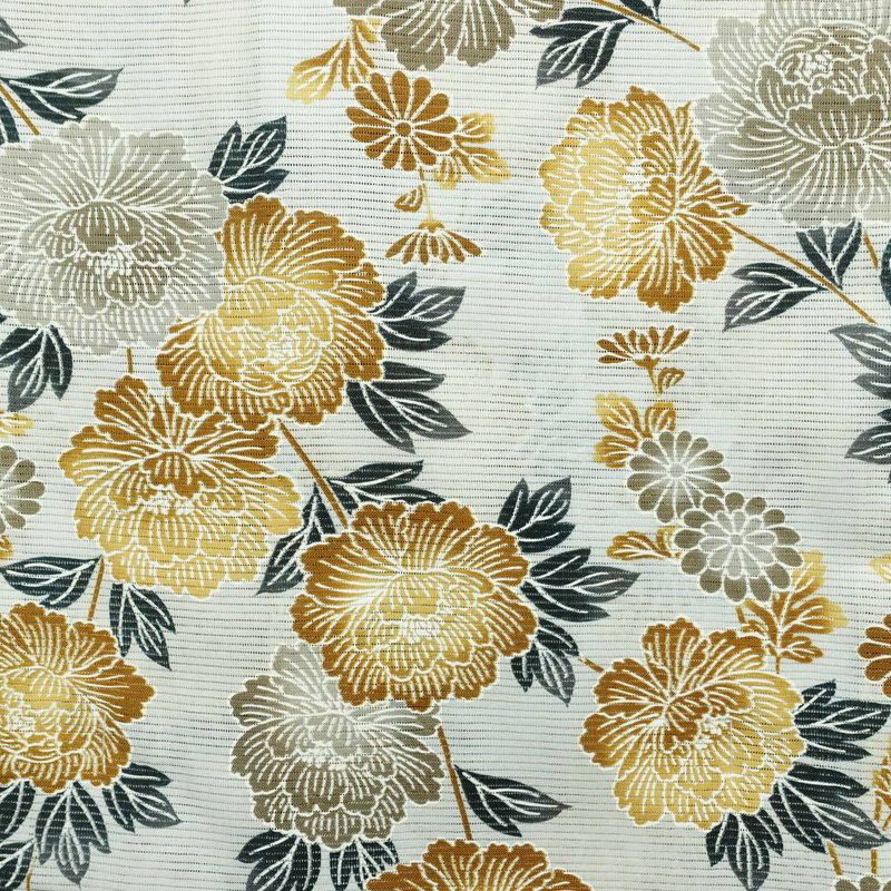 新品 浴衣 綿絽 国内染色 国内加工 女性用 絽 綿 金茶 花 しつけ糸付き 未使用品 ゆかた 菊 シック モダン しっとり_画像3