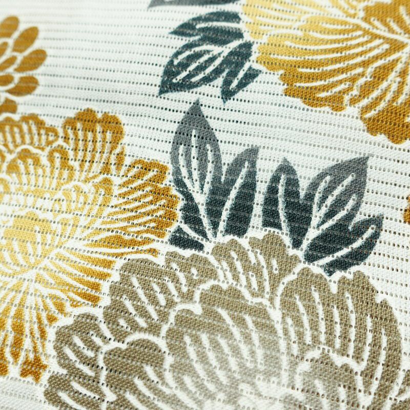 新品 浴衣 綿絽 国内染色 国内加工 女性用 絽 綿 金茶 花 しつけ糸付き 未使用品 ゆかた 菊 シック モダン しっとり_画像7