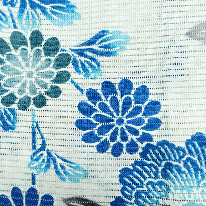 新品 浴衣 綿絽 国内染色 国内加工 女性用 絽 綿 ブルー 花 しつけ糸付き 未使用品 ゆかた 菊 シック モダン しっとり_画像7