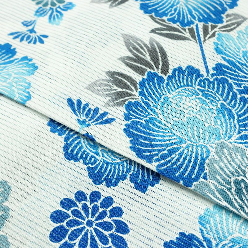 新品 浴衣 綿絽 国内染色 国内加工 女性用 絽 綿 ブルー 花 しつけ糸付き 未使用品 ゆかた 菊 シック モダン しっとり_画像8