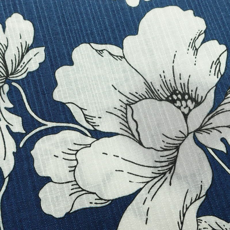 新品 浴衣 滝流れ織 国内染色 国内加工 女性用 綿 青 花 しつけ糸付き 未使用品 ゆかた レトロ シック モダン_画像4