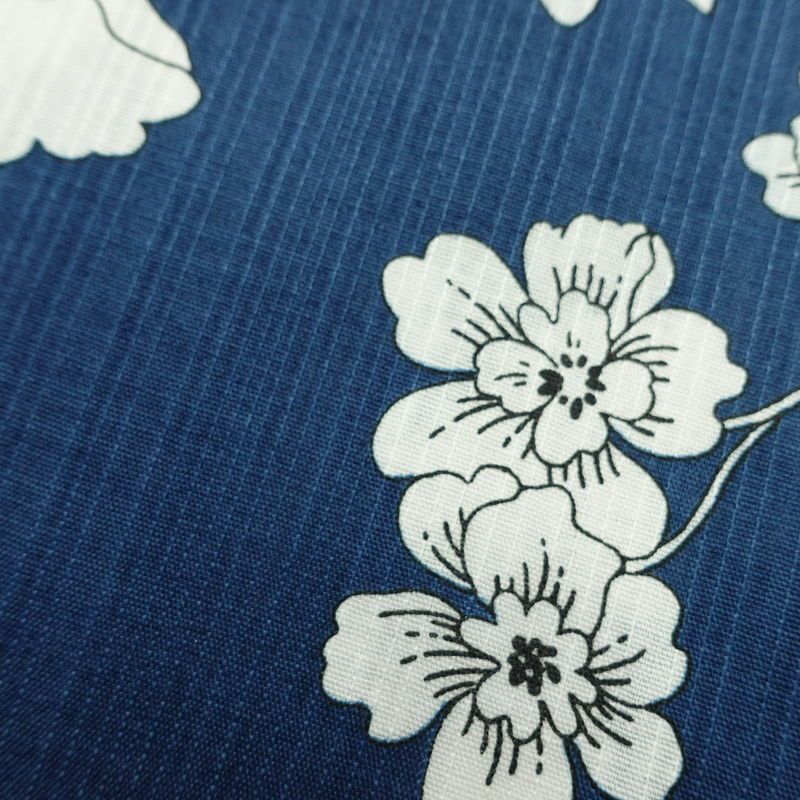 新品 浴衣 滝流れ織 国内染色 国内加工 女性用 綿 青 花 しつけ糸付き 未使用品 ゆかた レトロ シック モダン_画像5