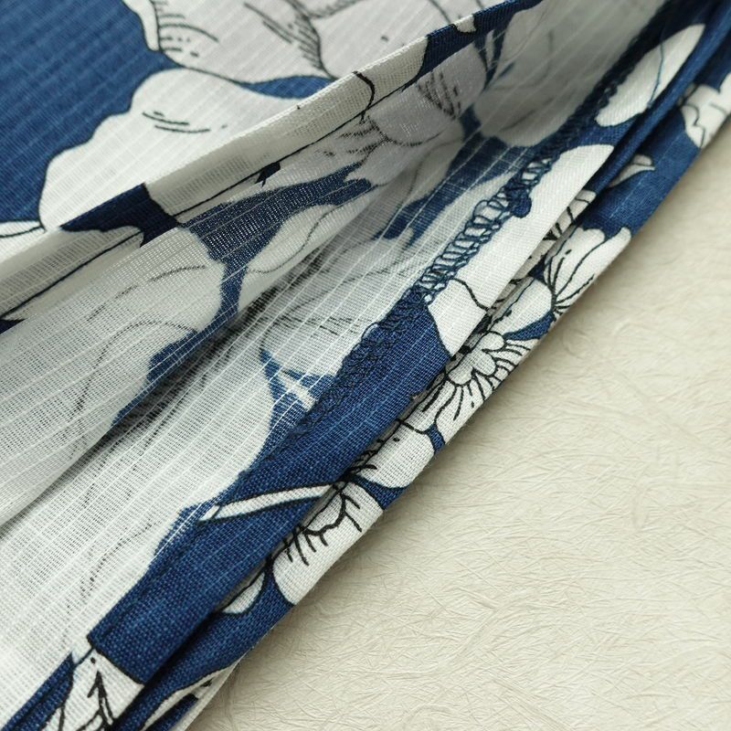 新品 浴衣 滝流れ織 国内染色 国内加工 女性用 綿 青 花 しつけ糸付き 未使用品 ゆかた レトロ シック モダン_画像11