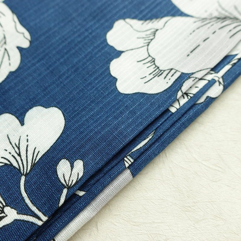 新品 浴衣 滝流れ織 国内染色 国内加工 女性用 綿 青 花 しつけ糸付き 未使用品 ゆかた レトロ シック モダン_画像13