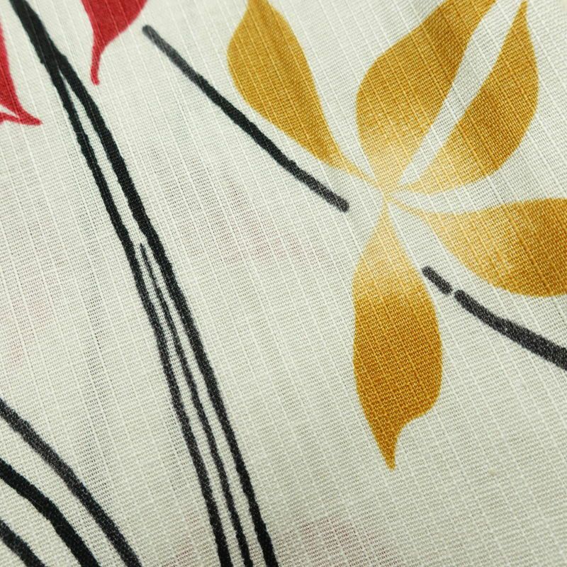 新品 浴衣 滝流れ織 国内染色 国内加工 女性用 綿 グレー 木の葉・植物 しつけ糸付き 未使用品 ゆかた レトロ シック モダン しっとり_画像5