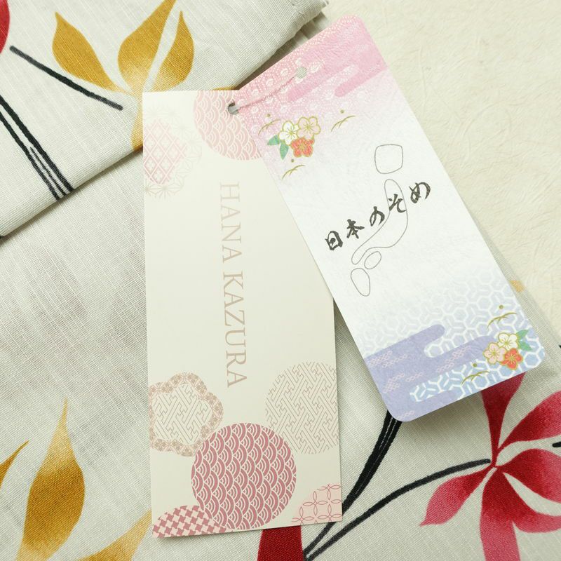 新品 浴衣 滝流れ織 国内染色 国内加工 女性用 綿 グレー 木の葉・植物 しつけ糸付き 未使用品 ゆかた レトロ シック モダン しっとり_画像15