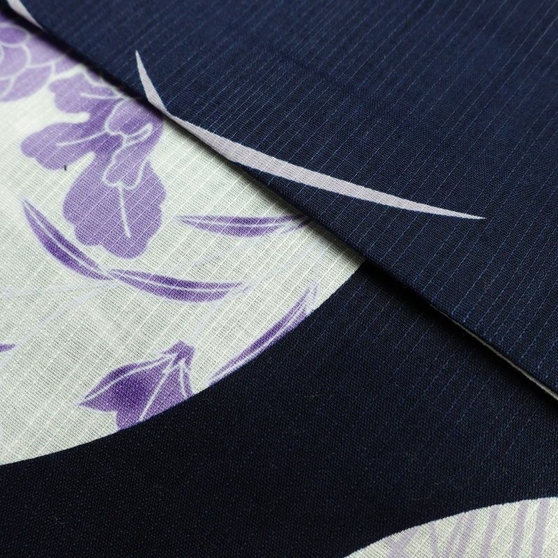新品 浴衣 滝流れ織 国内染色 国内加工 女性用 綿 紺桔梗 木の葉・植物 しつけ糸付き 未使用品 ゆかた レトロ モダン しっとり 古典_画像8