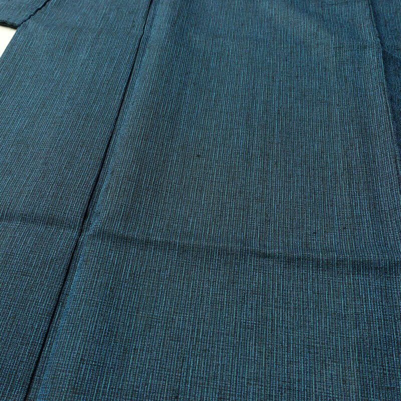 男性用 着物 良品 夏用 しつけ糸付き 混紡 その他の柄 単衣仕立て 身丈140cm 裄丈65cm リサイクル着物 着物 青・紺_画像5