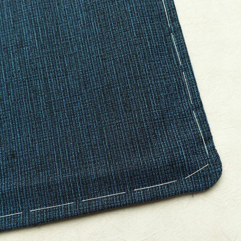 男性用 着物 良品 夏用 しつけ糸付き 混紡 その他の柄 単衣仕立て 身丈140cm 裄丈65cm リサイクル着物 着物 青・紺_画像15