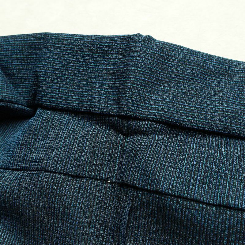 男性用 着物 良品 夏用 しつけ糸付き 混紡 その他の柄 単衣仕立て 身丈140cm 裄丈65cm リサイクル着物 着物 青・紺_画像18